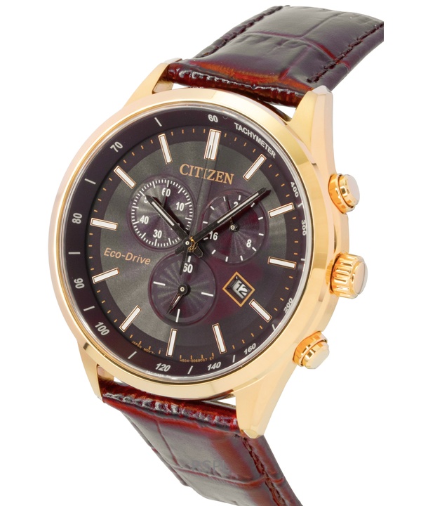 Citizen Eco-Drive Chronograph Leather Strap Brown Dial AT2573-07X 100M Men's Watch 3 Citizen Eco-Drive Chronograph Leather Strap Brown Dial AT2573-07X 100M Men's Watch
