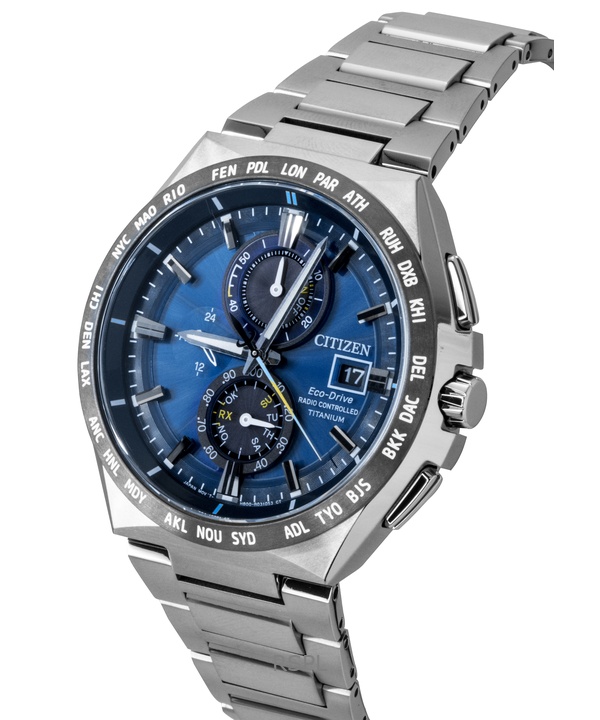 Citizen Chronograph Super Titanium Blue Dial Eco-Drive AT8234-85L 100M Men's Watch 3 Citizen Chronograph Super Titanium Blue Dial Eco-Drive AT8234-85L 100M Men's Watch