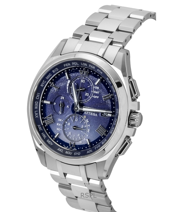 Citizen Attesa Limited Edition Chronograph Super Titanium Blue Dial Eco-Drive AT8240-66L 100M Men's Watch 3 Citizen Attesa Limited Edition Chronograph Super Titanium Blue Dial Eco-Drive AT8240-66L 100M Men's Watch