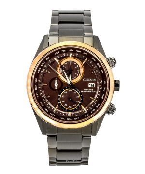 Citizen Attesa Perpetual Radio Controlled Chronograph Stainless Steel Red Dial Eco-Drive AT8267-86X 100M Men's Watch