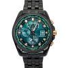 Citizen Perpetual Radio Controlled Chronograph Stainless Steel Green Dial Eco-Drive Diver's AT9128-87X 200M Men's Watch