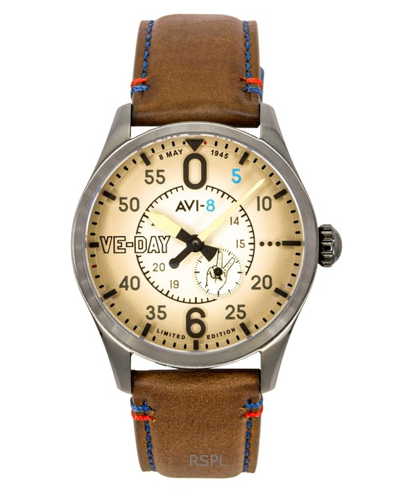 AVI-8 Spitfire Type 300 VE-Day 80th Limited Edition Leather Strap Cream Dial Automatic AV-4073-02 Men's Watch 1 AVI-8 Spitfire Type 300 VE-Day 80th Limited Edition Leather Strap Cream Dial Automatic AV-4073-02 Men's Watch