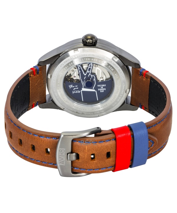 AVI-8 Spitfire Type 300 VE-Day 80th Limited Edition Leather Strap Cream Dial Automatic AV-4073-02 Men's Watch 4 AVI-8 Spitfire Type 300 VE-Day 80th Limited Edition Leather Strap Cream Dial Automatic AV-4073-02 Men's Watch