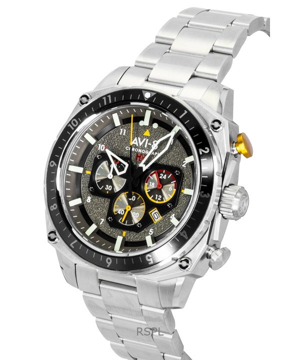 AVI-8 Hawker Hunter Atlas Dual Time Chronograph Stainless Steel Shadow Grey Dial Quartz AV-4100-33 Men's Watch 3 AVI-8 Hawker Hunter Atlas Dual Time Chronograph Stainless Steel Shadow Grey Dial Quartz AV-4100-33 Men's Watch