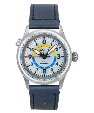 AVI-8 Flyboy Wingman Worldtimer GMT Leather Strap Power Blue Dial Automatic AV-4120-03 Men's Watch With Extra Strap