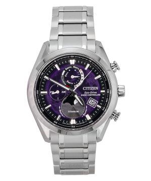 Citizen Tsuki-yomi A-T Moon Phase Titanium Purple Dial Eco-Drive BY1010-81Z 100M Men's Watch