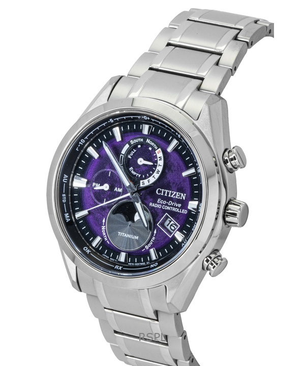 Citizen Tsuki-yomi A-T Moon Phase Titanium Purple Dial Eco-Drive BY1010-81Z 100M Men's Watch 3 Citizen Tsuki-yomi A-T Moon Phase Titanium Purple Dial Eco-Drive BY1010-81Z 100M Men's Watch