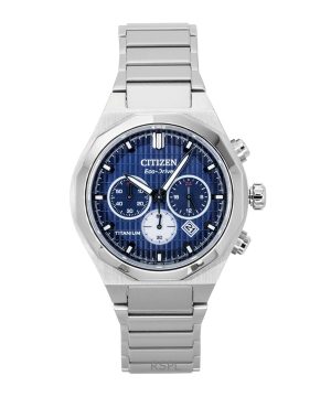 Citizen Zenshin Senkei Chronograph Super Titanium Blue Dial Eco-Drive CA4691-59L 100M Men's Watch