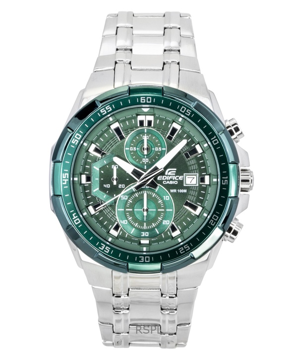 Casio Edifice Analog Standard Chronograph Stainless Steel Green Dial Quartz EFR-539DE-3AV 100M Men's Watch 1 Casio Edifice Analog Standard Chronograph Stainless Steel Green Dial Quartz EFR-539DE-3AV 100M Men's Watch