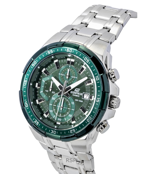 Casio Edifice Analog Standard Chronograph Stainless Steel Green Dial Quartz EFR-539DE-3AV 100M Men's Watch 3 Casio Edifice Analog Standard Chronograph Stainless Steel Green Dial Quartz EFR-539DE-3AV 100M Men's Watch