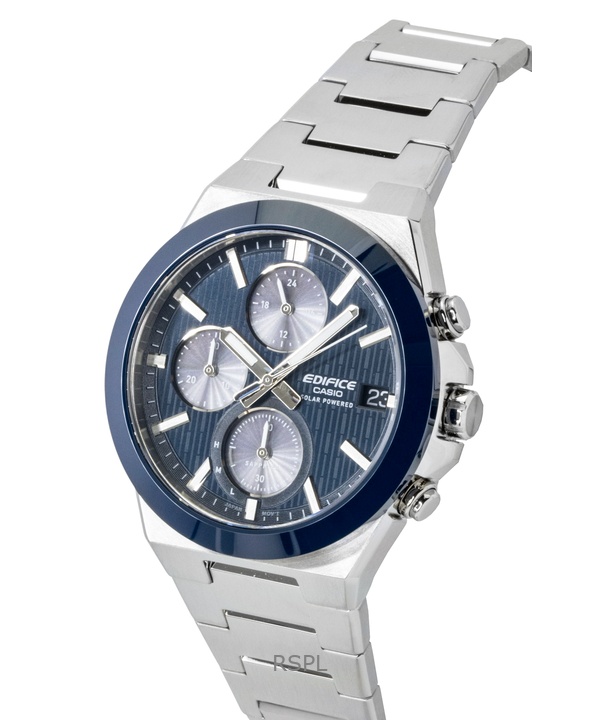 Casio Edifice Analog Chronograph Stainless Steel Blue Dial Solar EFS-S650D-2A 100M Men's Watch 3 Casio Edifice Analog Chronograph Stainless Steel Blue Dial Solar EFS-S650D-2A 100M Men's Watch
