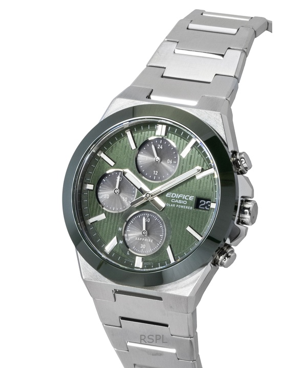 Casio Edifice Analog Chronograph Stainless Steel Green Dial Solar EFS-S650D-3A 100M Men's Watch 3 Casio Edifice Analog Chronograph Stainless Steel Green Dial Solar EFS-S650D-3A 100M Men's Watch