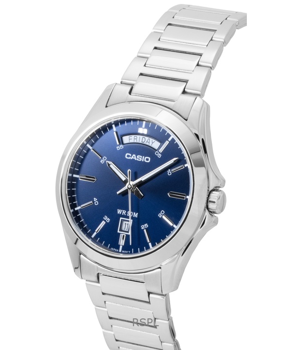 Casio Standard Analog Stainless Steel Blue Dial Quartz MTP-1370D-2A2V Men's Watch 3 Casio Standard Analog Stainless Steel Blue Dial Quartz MTP-1370D-2A2V Men's Watch