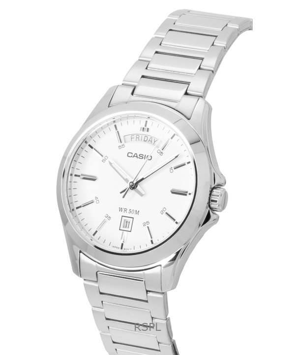 Casio Standard Analog Stainless Steel White Dial Quartz MTP-1370D-7A3V Men's Watch 3 Casio Standard Analog Stainless Steel White Dial Quartz MTP-1370D-7A3V Men's Watch