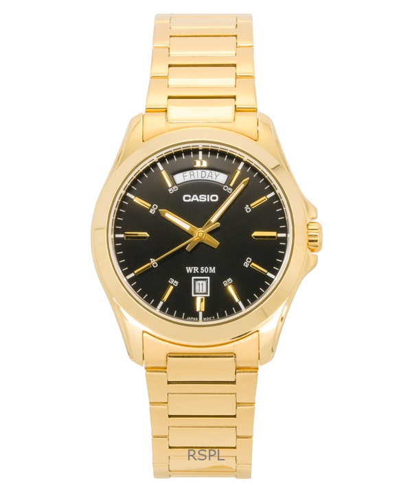 Casio Standard Analog Gold Tone Stainless Steel Black Dial Quartz MTP-1370G-1AV Men's Watch 1 Casio Standard Analog Gold Tone Stainless Steel Black Dial Quartz MTP-1370G-1AV Men's Watch