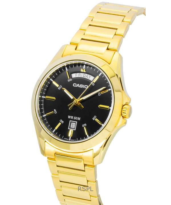 Casio Standard Analog Gold Tone Stainless Steel Black Dial Quartz MTP-1370G-1AV Men's Watch 3 Casio Standard Analog Gold Tone Stainless Steel Black Dial Quartz MTP-1370G-1AV Men's Watch