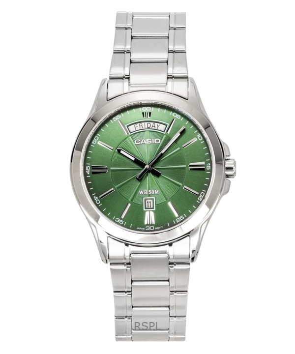 Casio Standard Analog Stainless Steel Green Dial Quartz MTP-1381D-3AV Men's Watch 1 Casio Standard Analog Stainless Steel Green Dial Quartz MTP-1381D-3AV Men's Watch