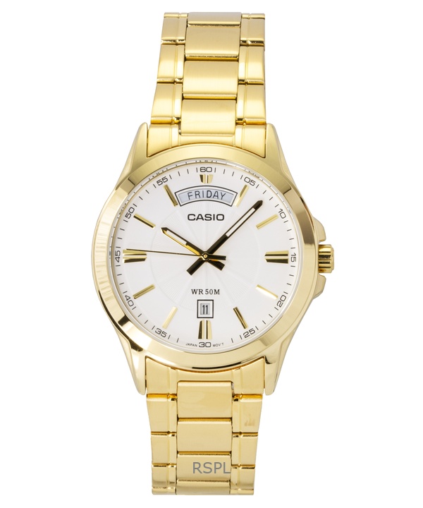 Casio Standard Analog Gold Tone Stainless Steel White Dial Quartz MTP-1381GD-7AV Men's Watch