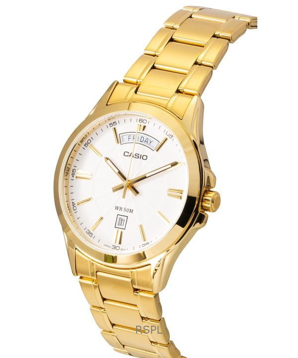 Casio Standard Analog Gold Tone Stainless Steel White Dial Quartz MTP-1381GD-7AV Men's Watch 3 Casio Standard Analog Gold Tone Stainless Steel White Dial Quartz MTP-1381GD-7AV Men's Watch