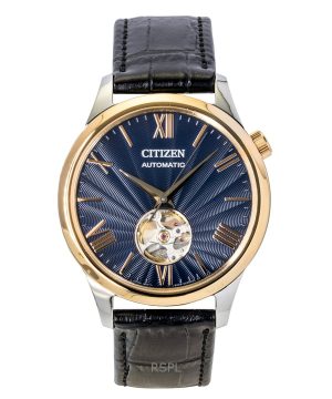 Citizen Leather Strap Open Heart Blue Dial Automatic NH9136-02L Men's Watch