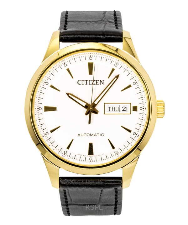 Citizen Leather Strap White Dial Automatic NY4059-09A Men's Watch 1 Citizen Leather Strap White Dial Automatic NY4059-09A Men's Watch