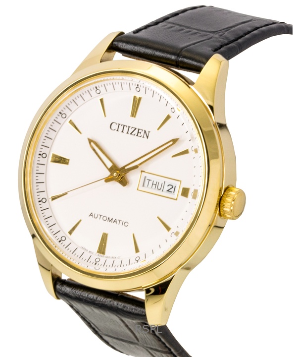 Citizen Leather Strap White Dial Automatic NY4059-09A Men's Watch 3 Citizen Leather Strap White Dial Automatic NY4059-09A Men's Watch
