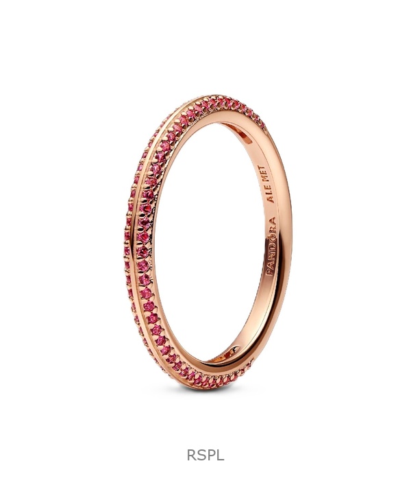 Pandora Me Red Pave Ring With 14K Rose Gold Plated P-189679C02-54 For Women