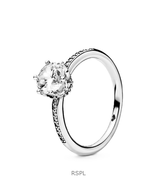 Pandora Sparkling Crown Solitaire Ring With Clear Cubic Zirconia P-198289CZ-54 For Women