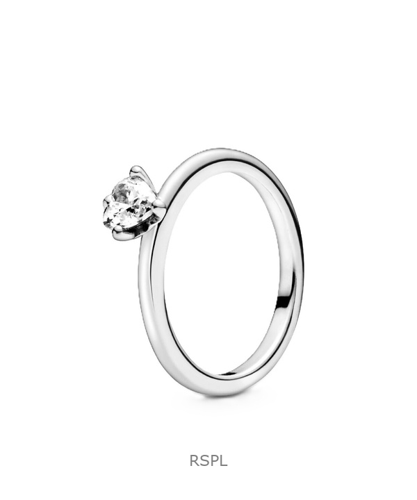 Pandora Heart Solitaire Ring With Clear Cubic Zirconia P-198691C01-54 For Women