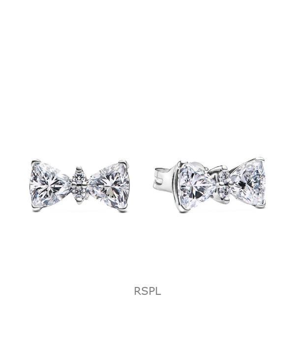 Pandora Sparkling Bow Stud Earring With Clear Cubic Zirconia P-293506C01 For Women