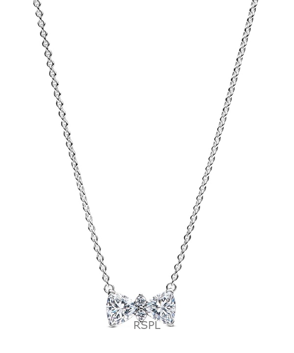 Pandora Sparkling Bow Necklace With Clear Cubic Zirconia P-393509C01-45 For Women