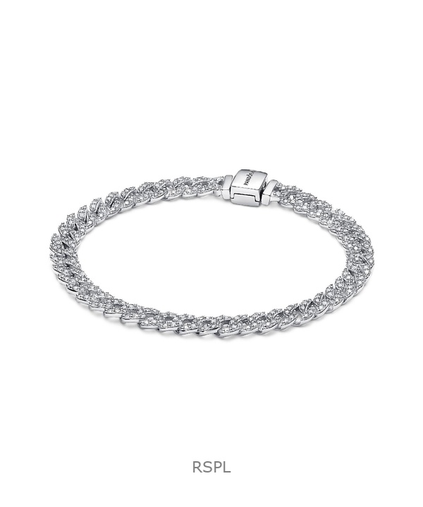 Pandora Timeless Pave Cuban Chain Bracelet With Clear Cubic Zirconia P-593008C01-18 For Women