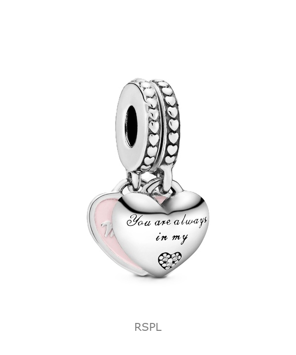 Pandora Mother And Daughter Hearts With Pink Enamel And Clear Cubic Zirconia P-792072EN40 For Women