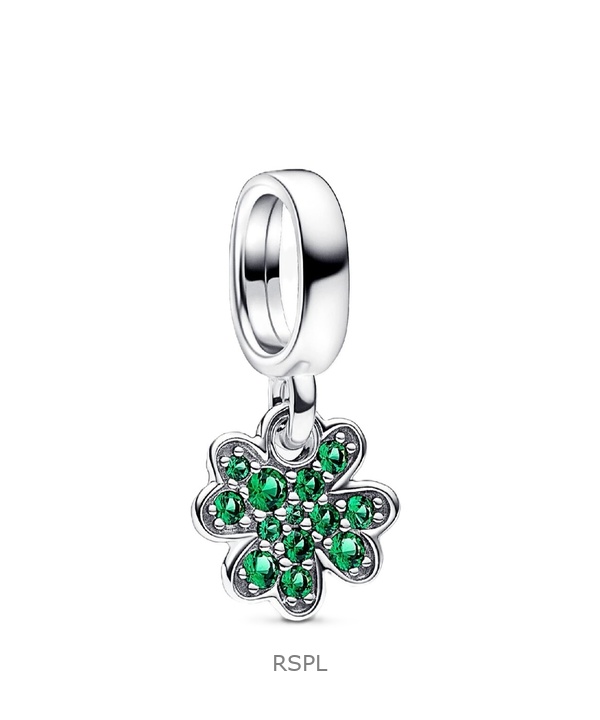 Pandora Moments Four Leaf Clover Dangle Charm With Green Crystals P-792751C01 For Women