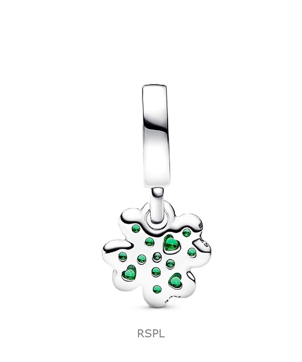 Pandora Moments Four Leaf Clover Dangle Charm With Green Crystals P-792751C01 For Women 3 Pandora Moments Four Leaf Clover Dangle Charm With Green Crystals P-792751C01 For Women