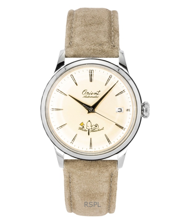 Orient Bambino Peanuts 75th Anniversary Limited Edition Leather Strap Champagne Dial Automatic RA-AC0M17G Men's Watch