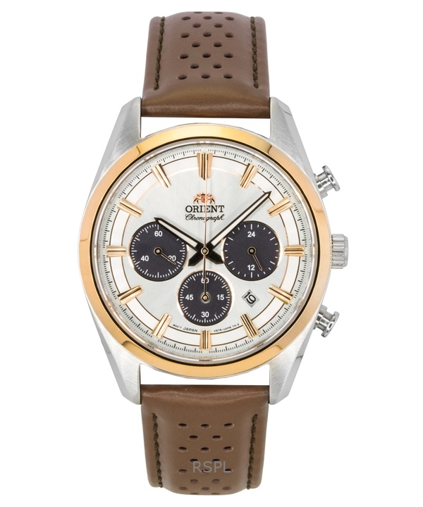Orient Contemporary Chronograph Leather Strap White Dial Quartz RA-TX0306S Men's Watch