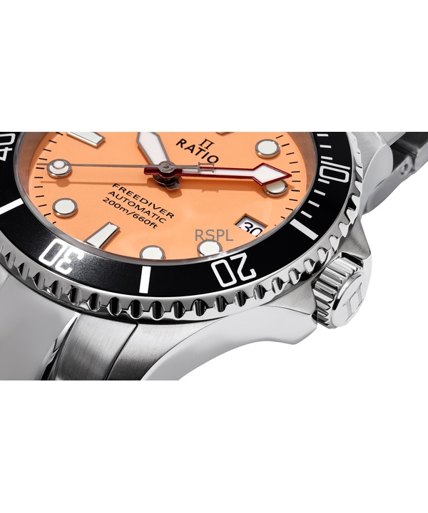 Ratio FreeDiver Sapphire Stainless Steel Salmon Dial Automatic RTF046 200M Men's Watch 5 Ratio FreeDiver Sapphire Stainless Steel Salmon Dial Automatic RTF046 200M Men's Watch