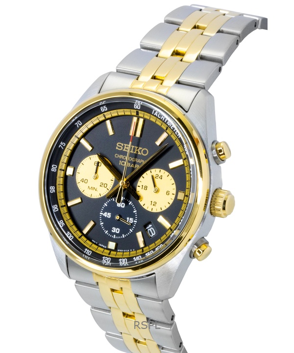 Seiko Conceptual Chronograph Two Tone Stainless Steel Black Dial Quartz SSB430P1 100M Men's Watch 2 Seiko Conceptual Chronograph Two Tone Stainless Steel Black Dial Quartz SSB430P1 100M Men's Watch
