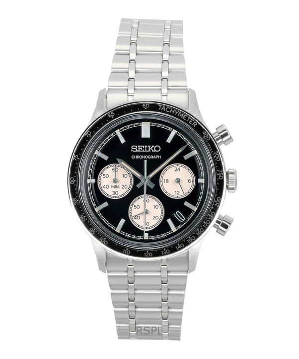 Seiko Chronograph Stainless Steel Black Dial Quartz SSB479P1 Men's Watch