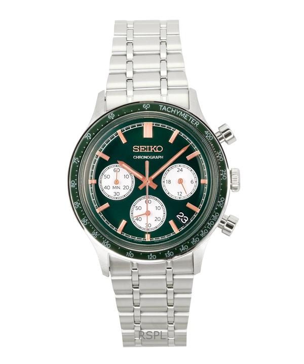 Seiko Chronograph Stainless Steel Green Dial Quartz SSB481P1 Men's Watch