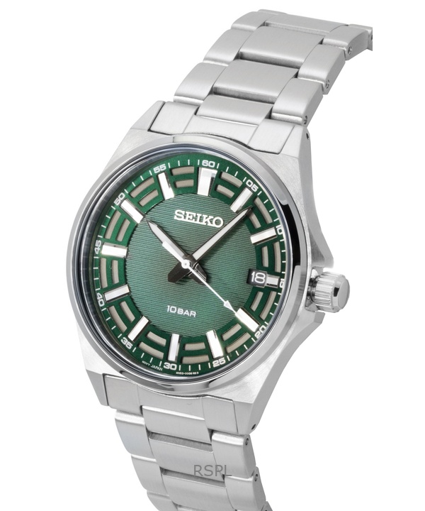 Seiko Essentials Stainless Steel Green Dial Quartz SUR503P1 100M Men's Watch 3 Seiko Essentials Stainless Steel Green Dial Quartz SUR503P1 100M Men's Watch