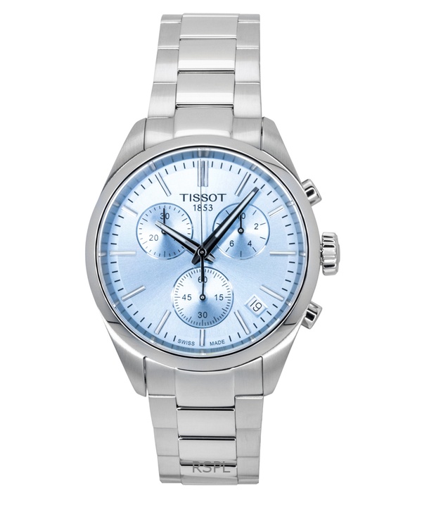 Tissot PR 100 Chronograph Stainless Steel Ice Blue Dial Quartz T150.417.11.351.00 100M Men's Watch