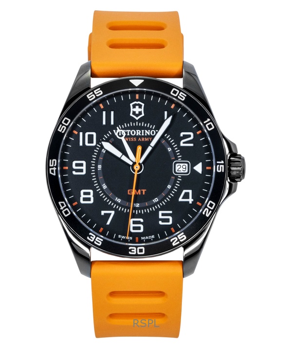 Victorinox Fieldforce GMT Rubber Strap Matt Black Dial Quartz 241897 100M Men's Watch