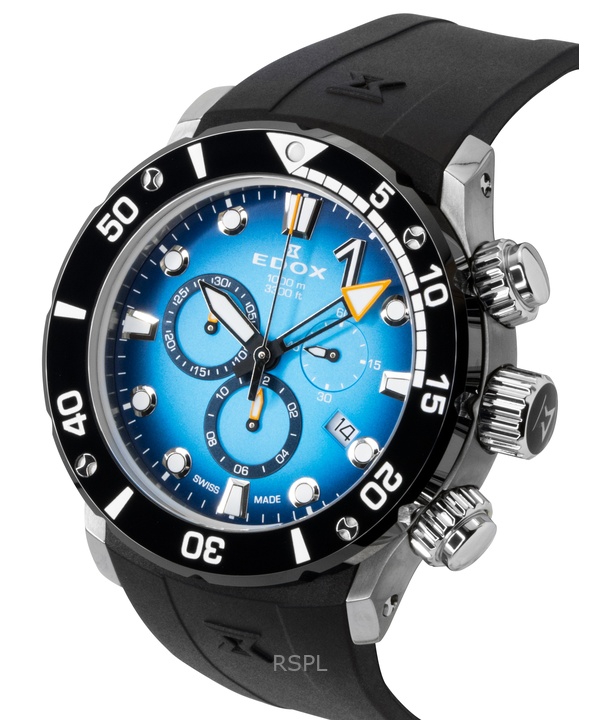 Edox CO-1 Chronograph Rubber Strap Blue Dial Quartz Diver's 10242-TIN-BUIDN 1000M Men's Watch 3 Edox CO-1 Chronograph Rubber Strap Blue Dial Quartz Diver's 10242-TIN-BUIDN 1000M Men's Watch