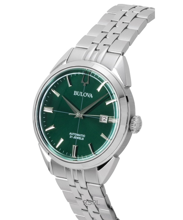 Bulova Sutton Stainless Steel Green Dial Automatic 96B424 Men's Watch 2 Bulova Sutton Stainless Steel Green Dial Automatic 96B424 Men's Watch