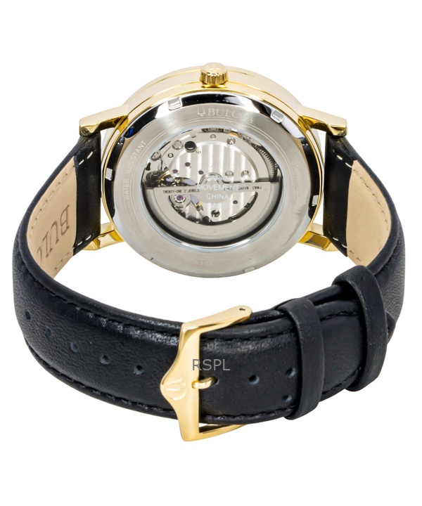 Bulova American Clipper Leather Strap Open Heart Black Dial Automatic 97A154 Men's Watch 3 Bulova American Clipper Leather Strap Open Heart Black Dial Automatic 97A154 Men's Watch