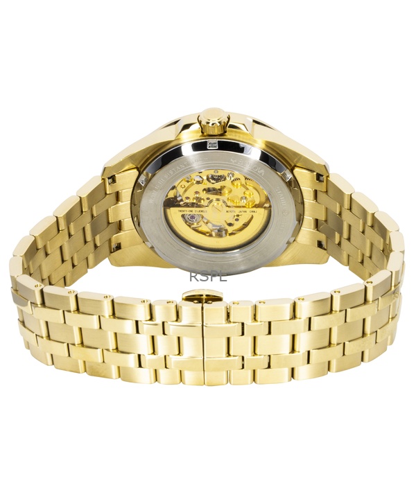 Bulova Sutton Gold Tone Stainless Steel Gold Skeleton Dial Automatic 97A162 Men's Watch 4 Bulova Sutton Gold Tone Stainless Steel Gold Skeleton Dial Automatic 97A162 Men's Watch