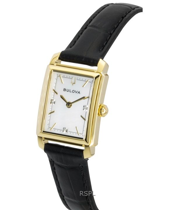 Bulova Sutton Leather Strap Diamond Mother of Pearl Dial Quartz 97P166 Women's Watch