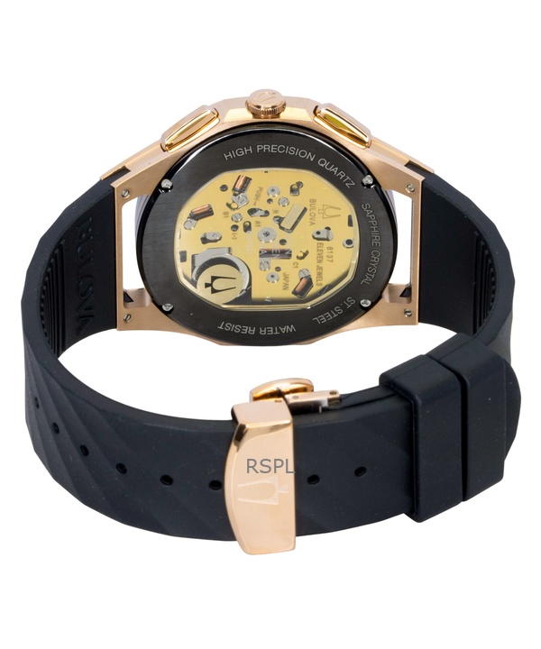 Bulova Curv Chronograph Rubber Strap Black Dial Quartz 98A185 Men's Watch 4 Bulova Curv Chronograph Rubber Strap Black Dial Quartz 98A185 Men's Watch